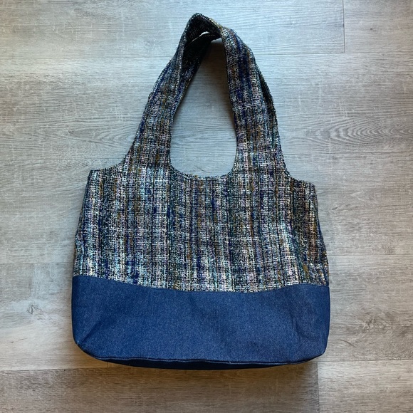 Anna Sui Tinsel Tweed and Denim Tote - Picture 2 of 8